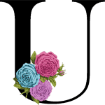 Grey Initial U with 3 Small Flowers
