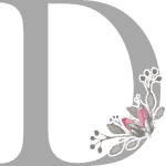 Grey Letter D with 3 Small Flowers