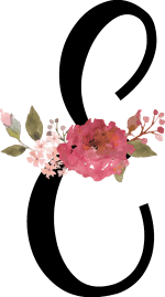 Floral Letter E with 1 Flower