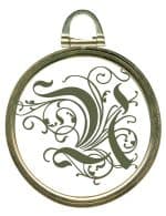 Round metallic frame with the Initial U