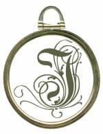 Round metallic frame with the Letter I
