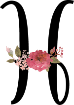 Floral Letter H with 1 Flower