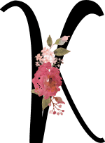 Floral Letter K with 1 Flower