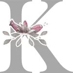 Grey Letter K with 3 Small Flowers