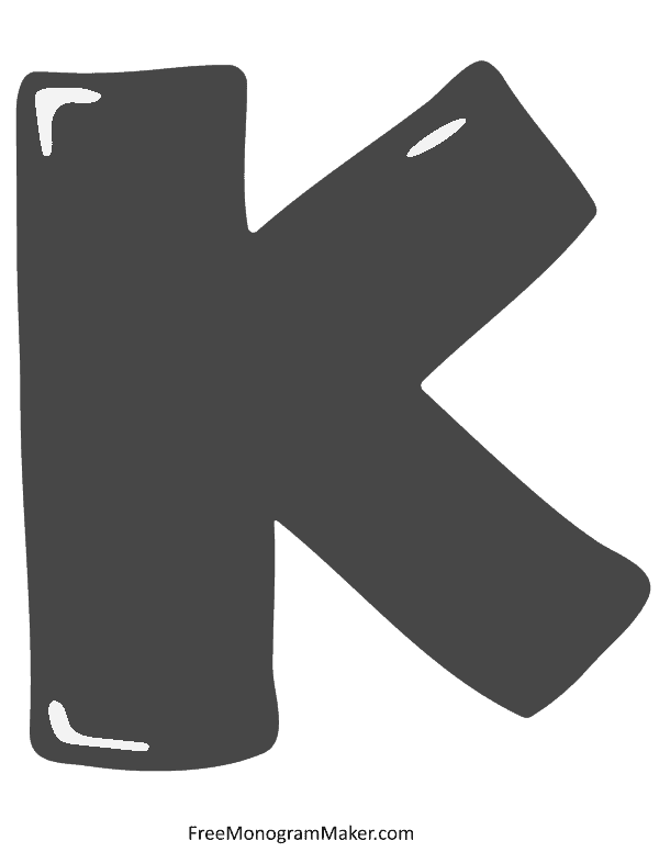 Bubble Letter K (Rounded)