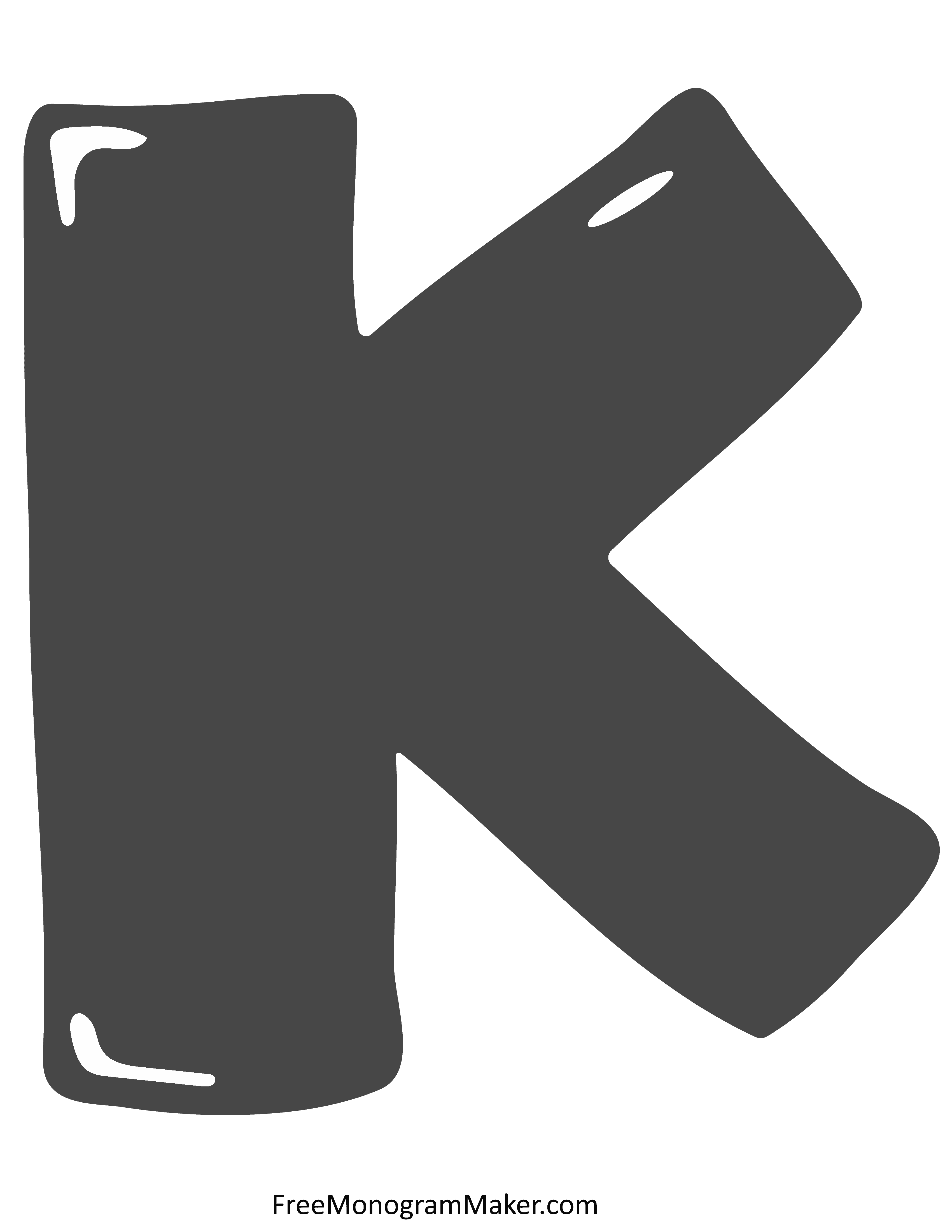 Bubble Letter K (Rounded)