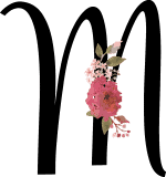 Floral Initial M with 1 Flower