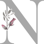 Grey Initial N with 3 Small Flowers