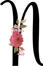 Floral Initial N with 1 Flower