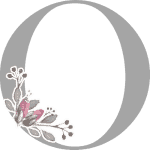 Grey Initial O with 3 Small Flowers