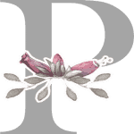 Grey Initial P with 3 Small Flowers