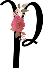 Floral Initial P with 1 Flower