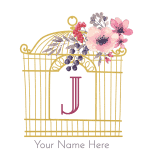 Gold bird cage with the J Initial