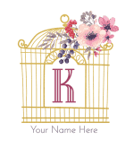 Gold bird cage with the K Initial