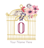 Gold bird cage with the O Initial