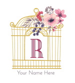Gold bird cage with the R Initial