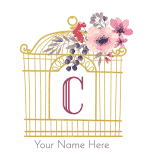 Gold bird cage with the C initial