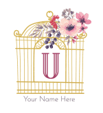 Gold bird cage with the U Initial