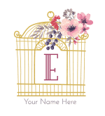 Gold bird cage with the E Initial