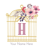 Gold bird cage with the H Initial