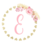 Gold heart frame with the letter E