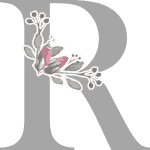Grey Initial R with 3 Small Flowers