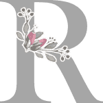 Grey Initial R with 3 Small Flowers