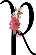 Floral Initial R with 1 Flower