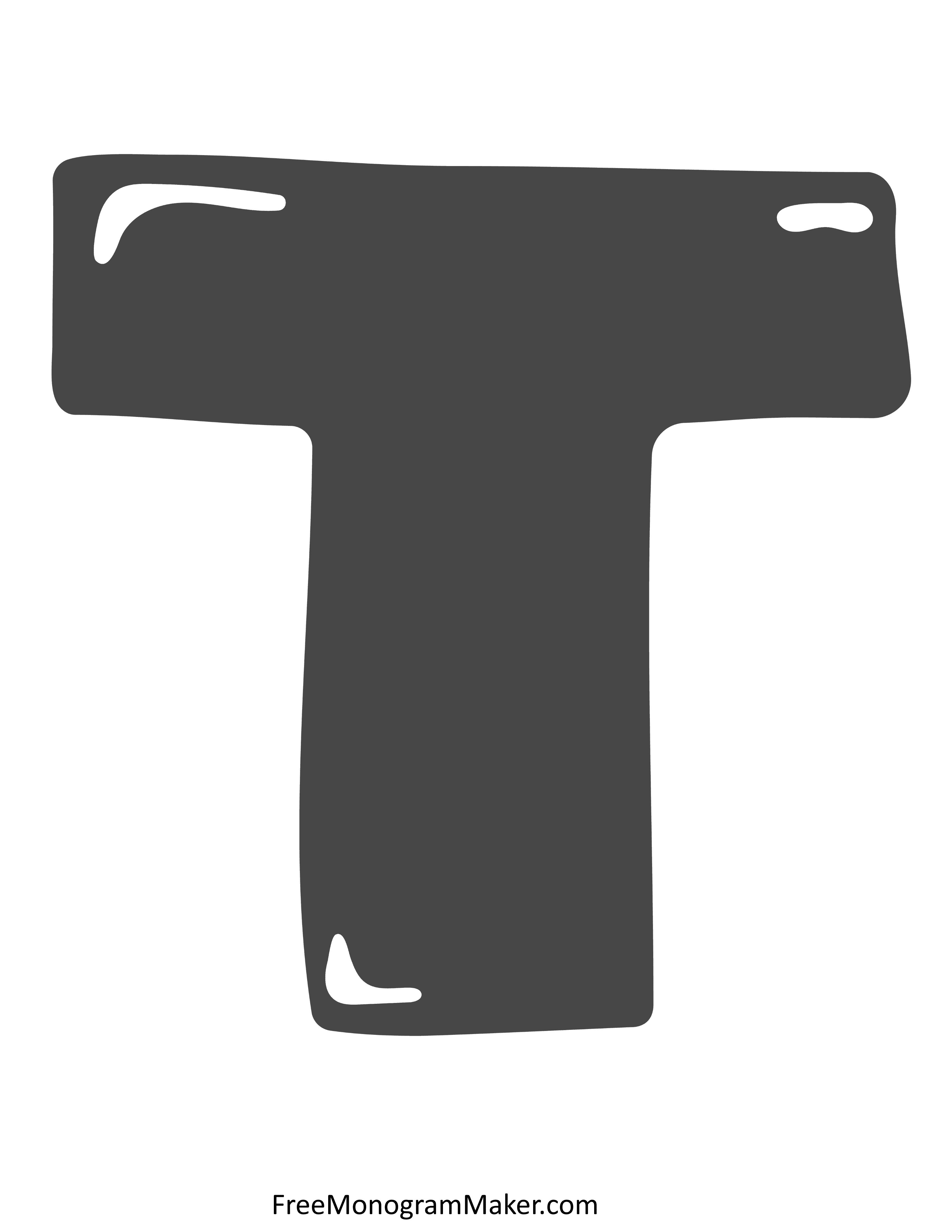 Bubble Letter T (Rounded)