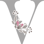Floral Initial V with 3 Flowers