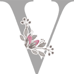 Floral Initial V with 3 Flowers