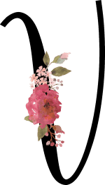 Floral Initial V with 1 Flower