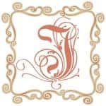 Vintage Letter J with a Square Frame