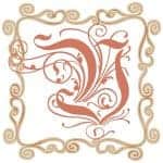 Vintage Initial V with a Square Frame