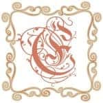 Vintage Letter E with a Square Frame