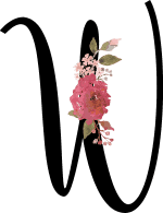 Floral Initial W with 1 Flower