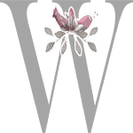 Floral Initial W with 3 Flowers