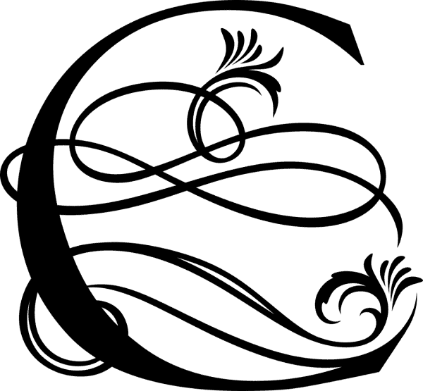 Black Ornate Letter - C