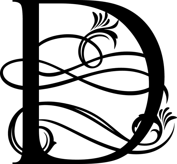 Black Ornate Letter - D