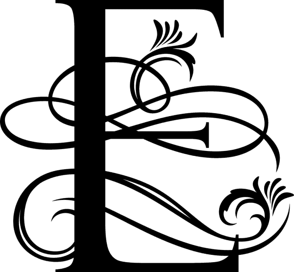 Black Ornate Letter - E
