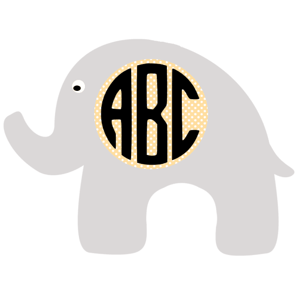 Elephant Monogram With 3 Initials