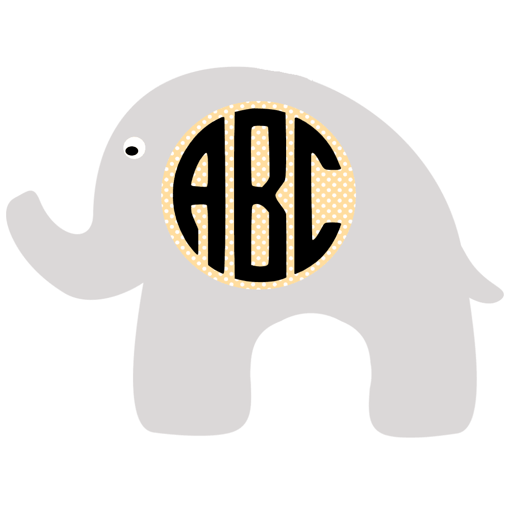 Elephant Monogram With 3 Initials
