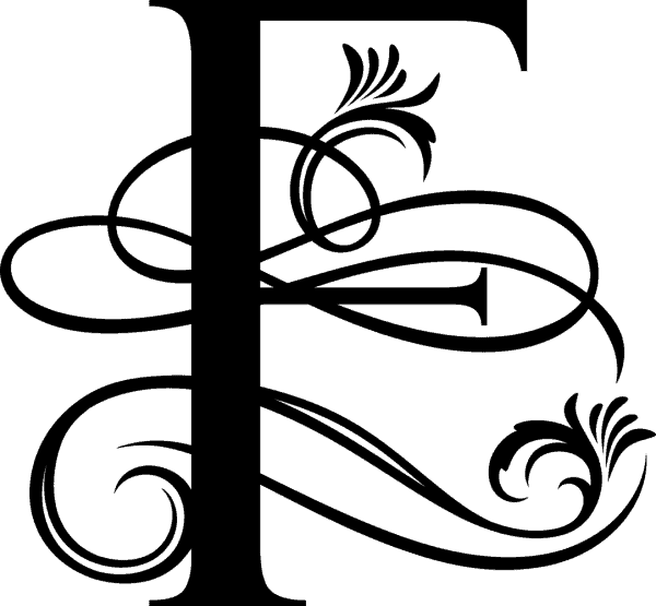 Black Ornate Letter - F