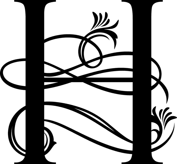 Black Ornate Letter - H