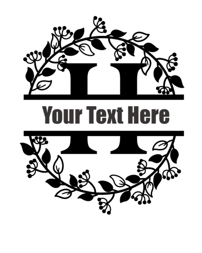 Split Letter With Round Frame - H