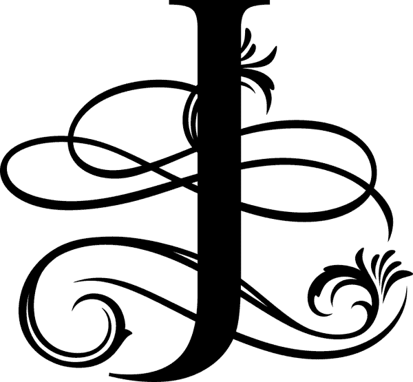 Black Ornate Letter - J
