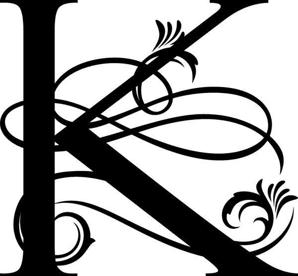 Black Ornate Letter - K
