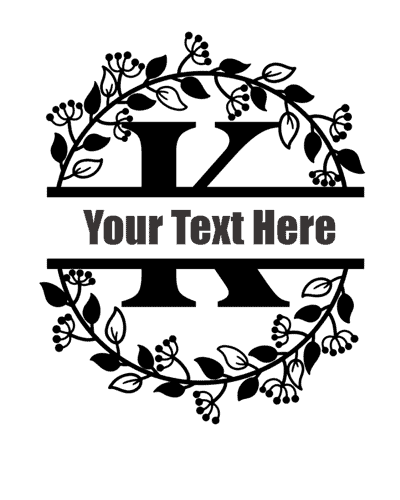 Split Letter With Round Frame - K