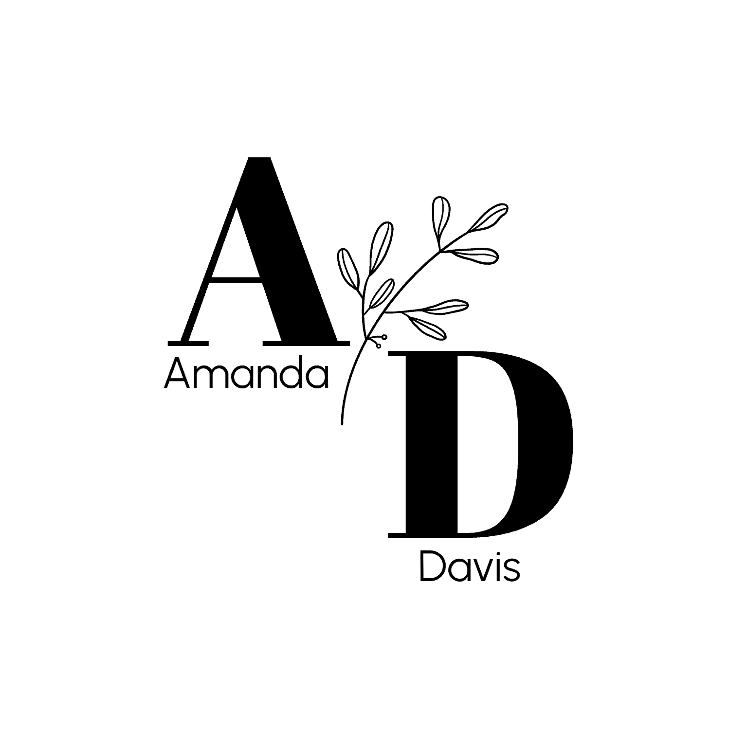 Monogram - 2 Initials with a flower in between them