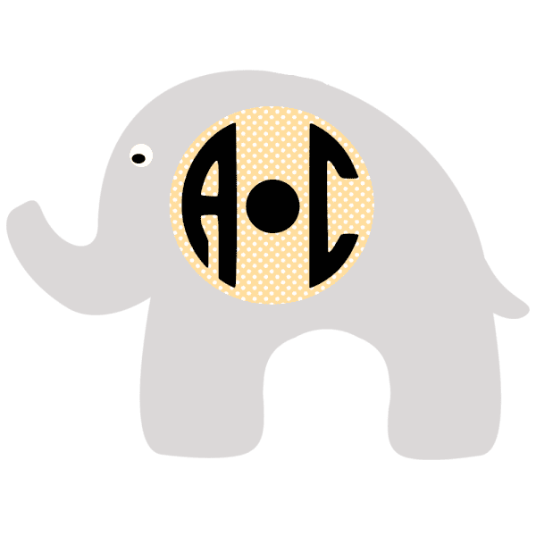 Elephant Monogram With 2 Initials